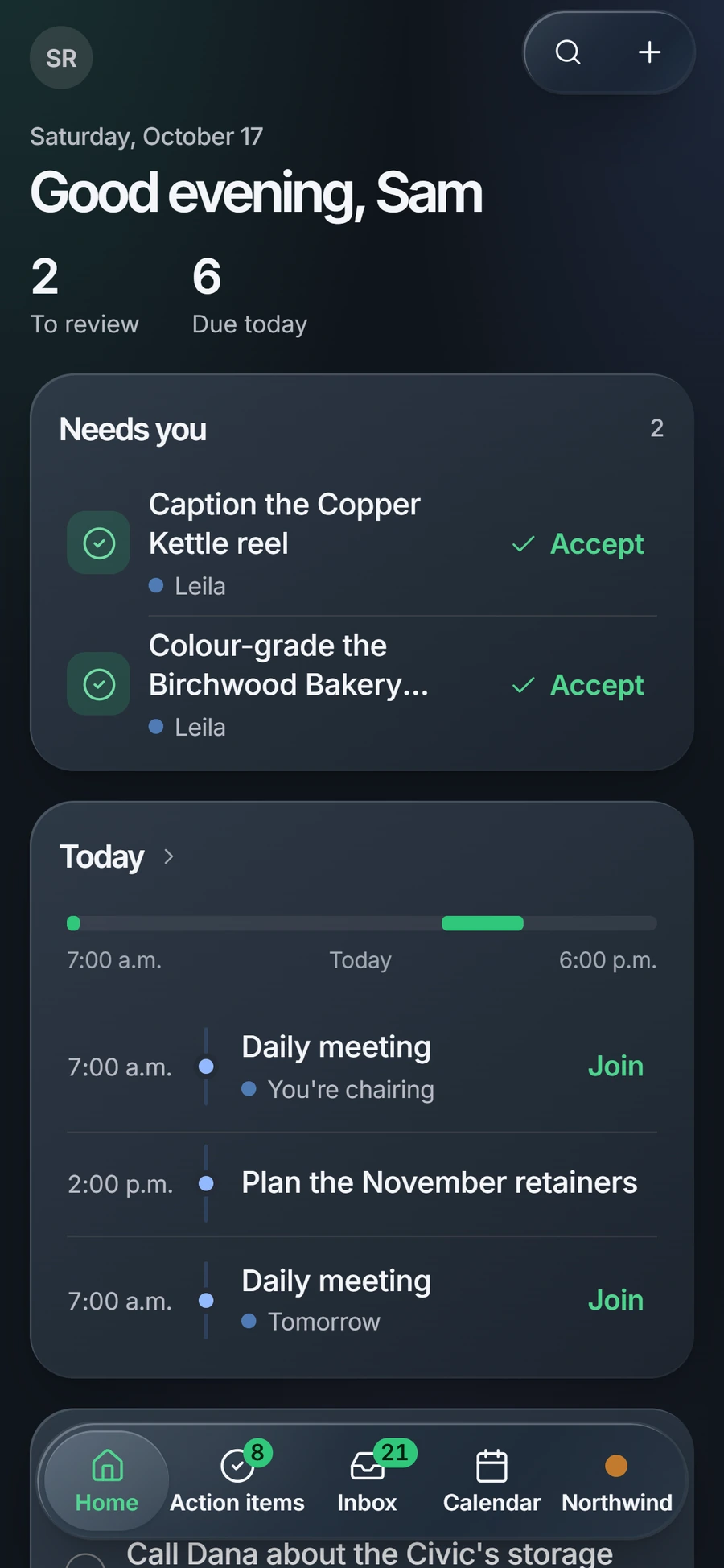 The same Home on a phone.